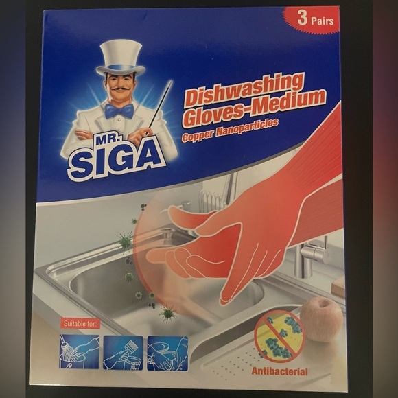 NWT MR.SIGA Reusable Dish Washing Gloves with Copper Nanoparticles, Latex Gloves - Picture 5 of 7